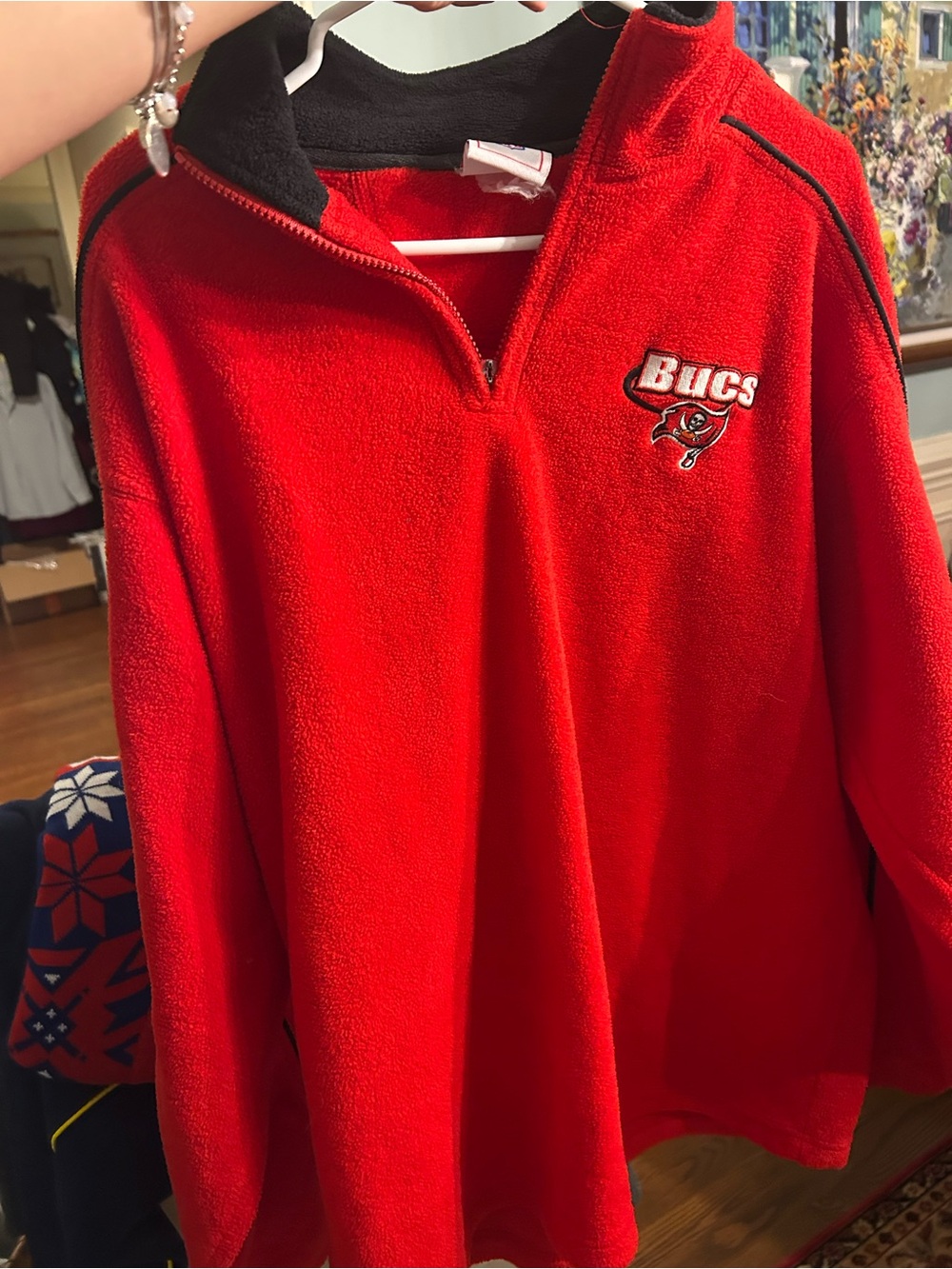 NFL Mens Quarter-Zip Bucs Fleece Pullover